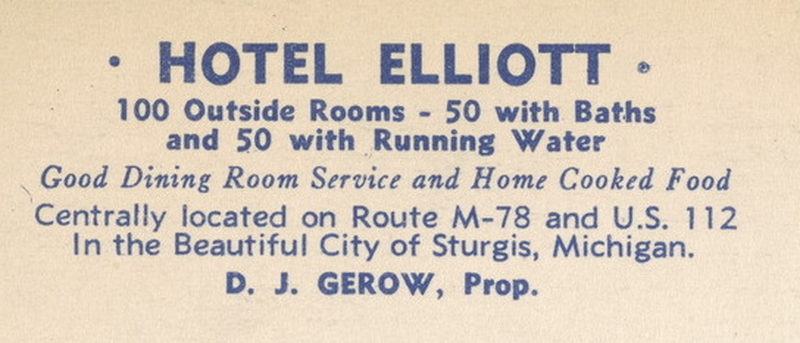 Hotel Elliott - Postcard Back (newer photo)